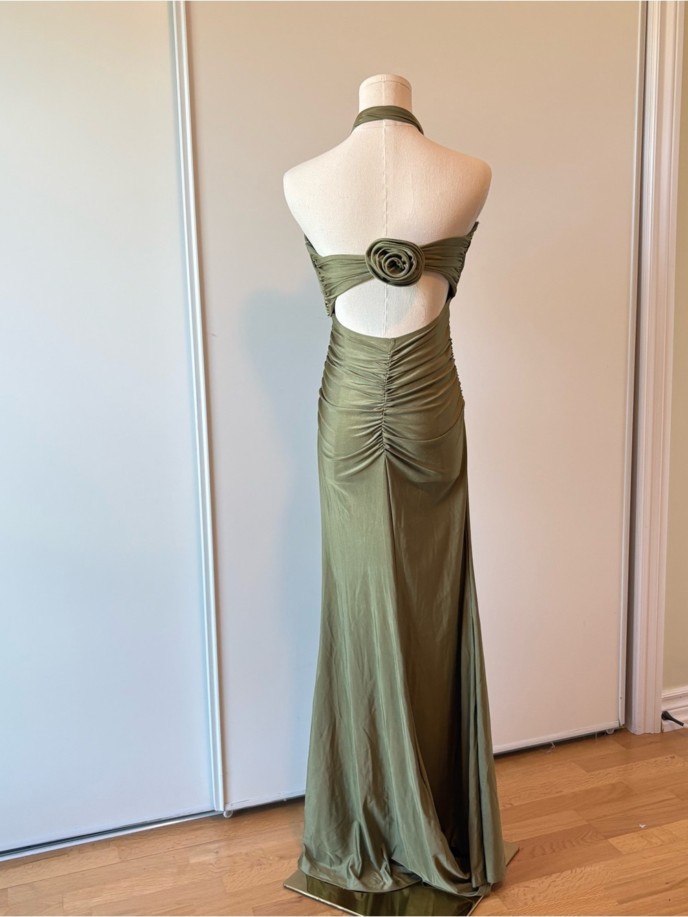 SHEIN Olive Multi-way Ruched Maxi Dress - Picture 2 of 3